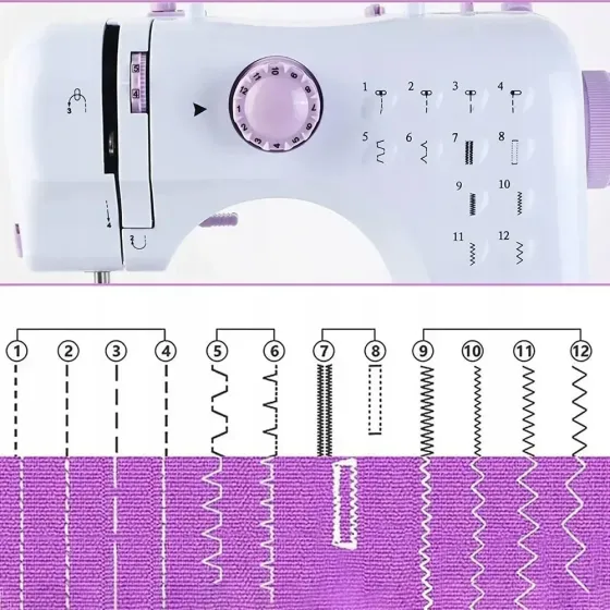 Швейная машинка 12в1 с оверлоком, педалью и 2 катушками, FHSM-505 / Электрическая машинка для шитья Киев