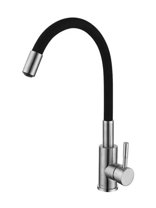 Змішувач для кухні WEZER EKO4X-01B з гнучким виливом, сатин/чорний Київ - фото 2