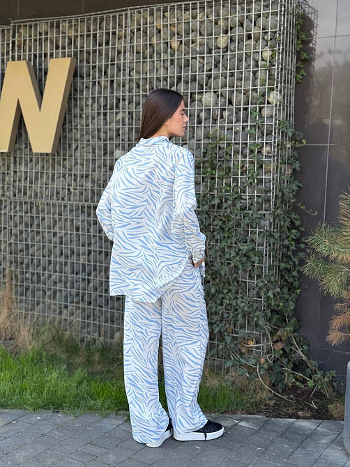 Костюм жіночий літній льон Блакитний Тваринні принти ML Харків - фото 5