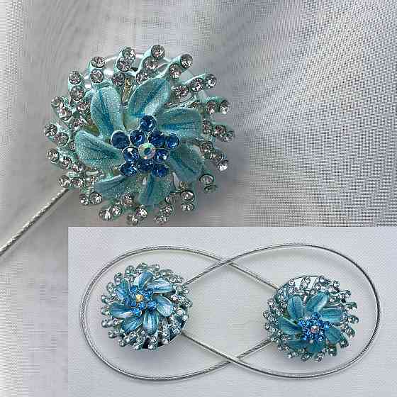 Магніти для штор та гардин "Flowers" набір 2 шт Блакитний (81-220) Київ