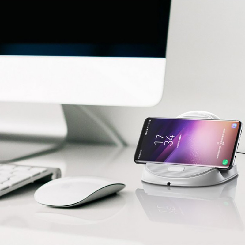 Бездротовий зарядний пристрій Baseus Silicone Horizontal Desktop WXHSG-02 (Білий/Сірий) Миколаїв - фото 8