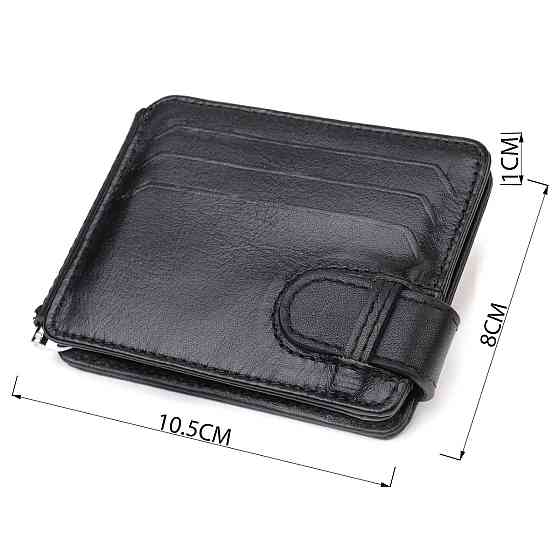 Класичний надійний затискач для грошей з натуральної гладкої шкіри CANPELLINI 21939 Чорний Київ