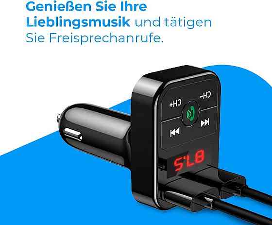 FM-трансмиттер для авто NK FM2102 Bluetooth V5.0 Hands-Free микрофон два USB QC 2.1A 12/24V Киев