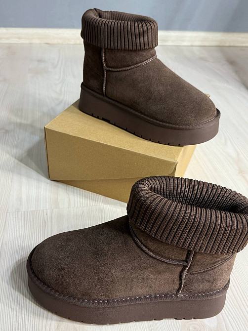 Уггі жіночі Hengji 56-7 з манжетом шкарпеткою на високій підошві коричневі, 37, 23,5 см Київ - фото 9