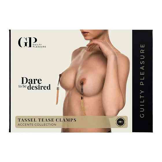 Зажимы для сосков Guilty Pleasure Tassel Tease Clamps, черно-золотые Sex Aura Киев