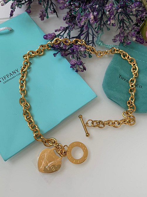 Підвіска із серцем/позолота/колог на шию Тіффані Tiffany/упакована в мішечок Тіффані Одеса - фото 4