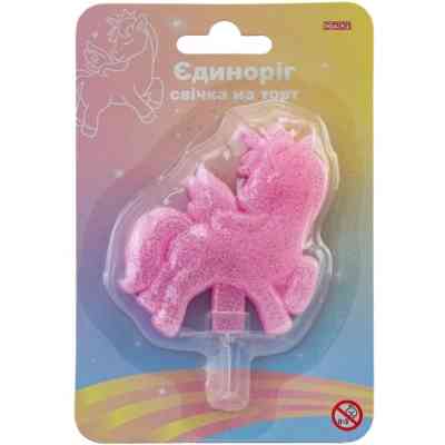 Свічка Maxi на торт "Єдиноріг" з блискітками, розмір 65x72 мм (MX624051) Вінниця