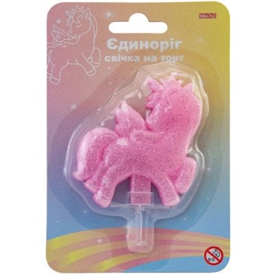 Свічка Maxi на торт "Єдиноріг" з блискітками, розмір 65x72 мм (MX624051) Вінниця - фото 1