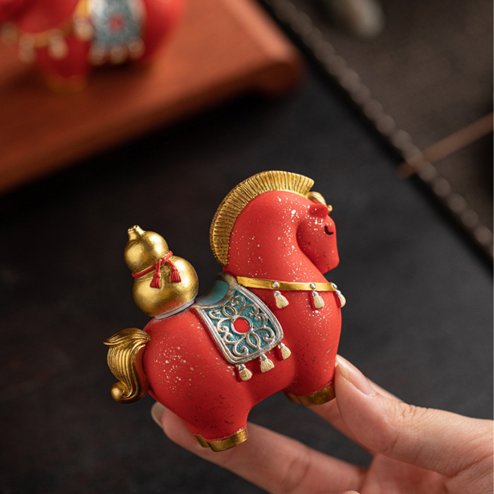 Статуетка Кінь Негайне Щастя та здоров'я 8.5 х 7 см Полістоун Червоний Одеса - фото 3