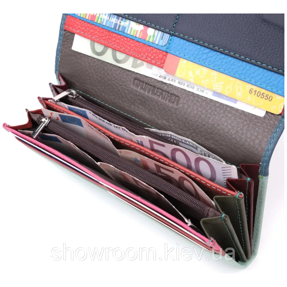 Женский кожаный кошелек на магните (140) голубой Киев - изображение 7