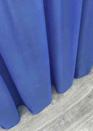 Тюль органза з принтом "Листя" колір синій 005т Київ