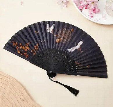 Веер ручной китайский Журавли и сакура Киев - изображение 1