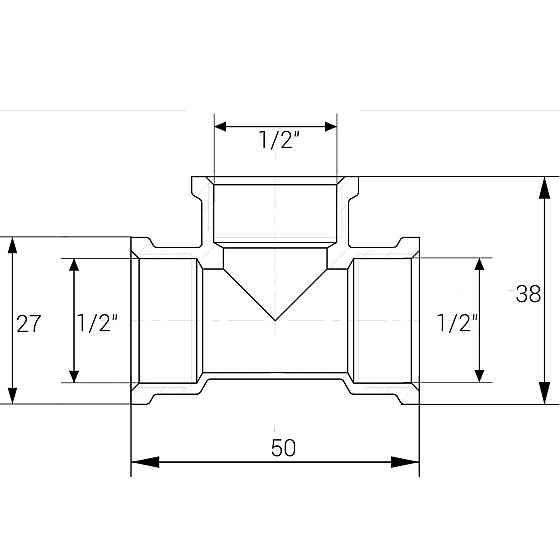 Тройник 1/2″ВВВ никелированный NT331S OPTIMUM (000030802) Киев
