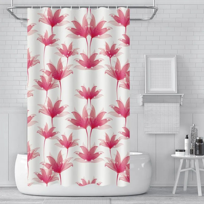 Шторка для ванны из полиэстера водонепроницаемая Bathlux 180x180 см с кольцами, занавеска для ванной комнаты Каменец-Подольский - изображение 1