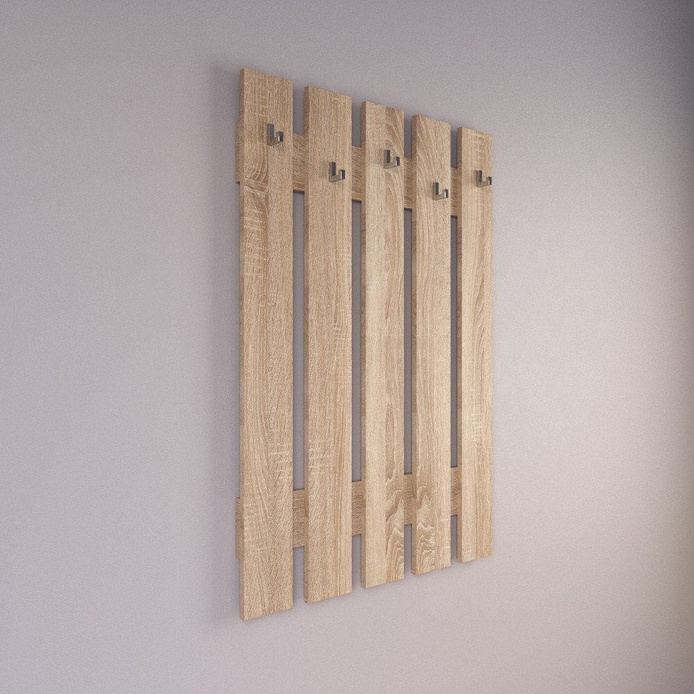 Вешалка настенная VAYS D-5 Дуб Сонома, с крючками, ЛДСП, 77×110 см - для прихожей, коридора, прихожей Львов - изображение 1