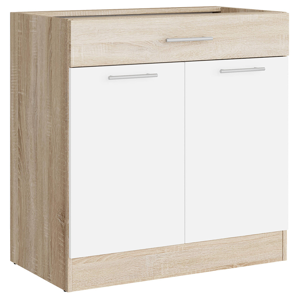 Кухонный модуль нижний с шухлядой Эверест Эко 800 дуб сонома/нимфея альба (белый) (без столешницы) 80х46х82 см (DTM-071038) Львов - изображение 1