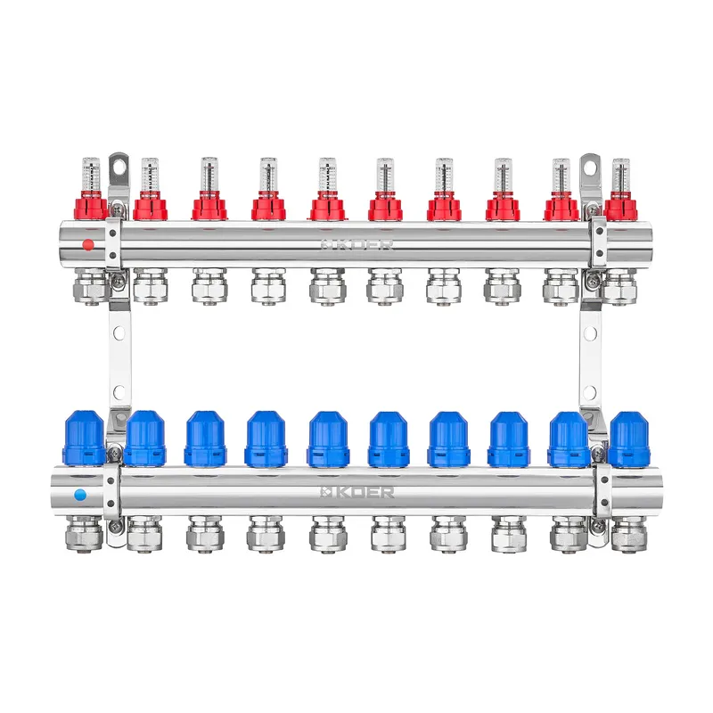 Колекторний блок з витратомірами та євроконусами Koer KR.1210-10 - 1"x10 WAYS (KR5272) Київ - фото 1