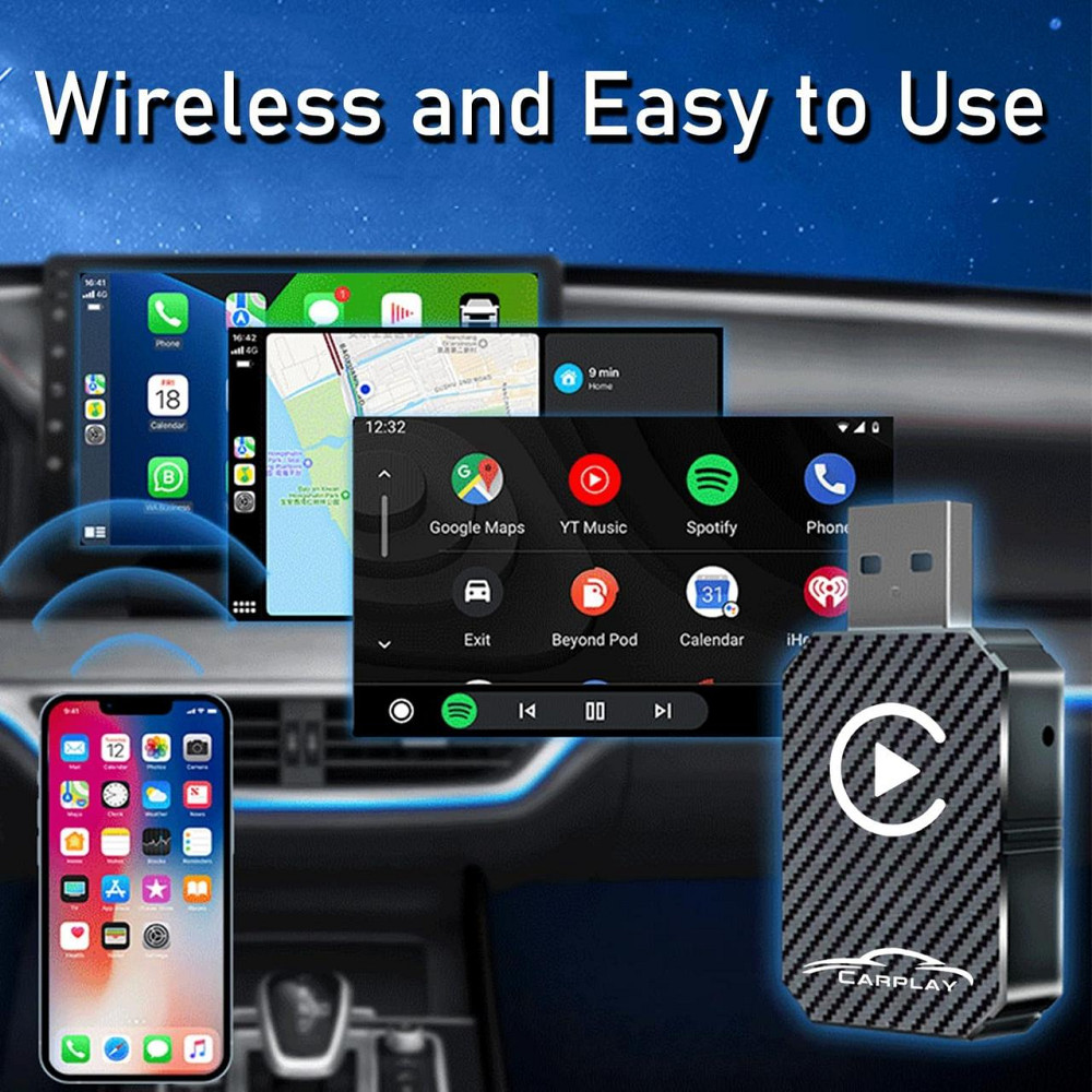Бездротовий адаптер CarPlay XIXIXIAXIA Q1M 2025, конвертація з дротового Карплей Plug & Play USB-C iOS 12+ чорний Київ - фото 2