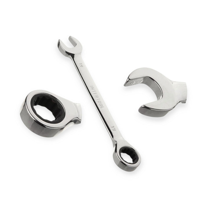 Набір ключів ріжково-накидних з тріскачкою 8-19 мм 6 шт (планшет) CrV Мукачево - фото 1