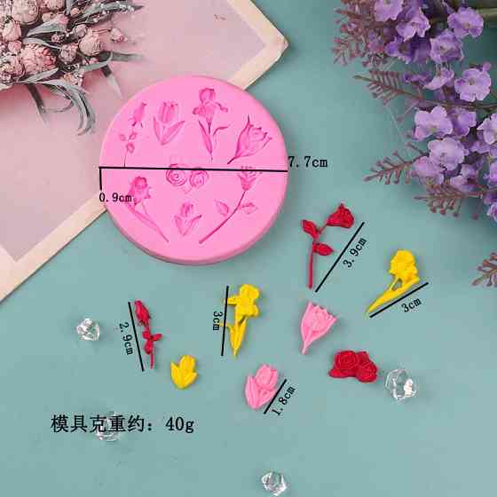 Молд силиконовый Цветы 77 мм розовый Киев