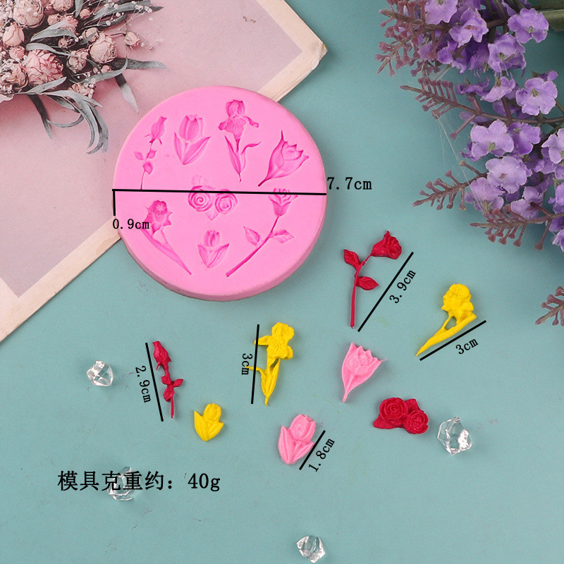 Молд силиконовый Цветы 77 мм розовый Киев - изображение 2