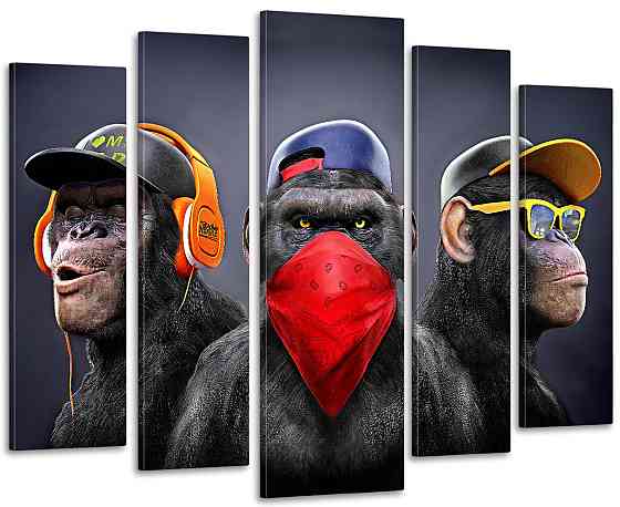 Модульна картина у вітальню / спальню Три мудрі мавпи Art-480_5 ( 80х118см ) Київ