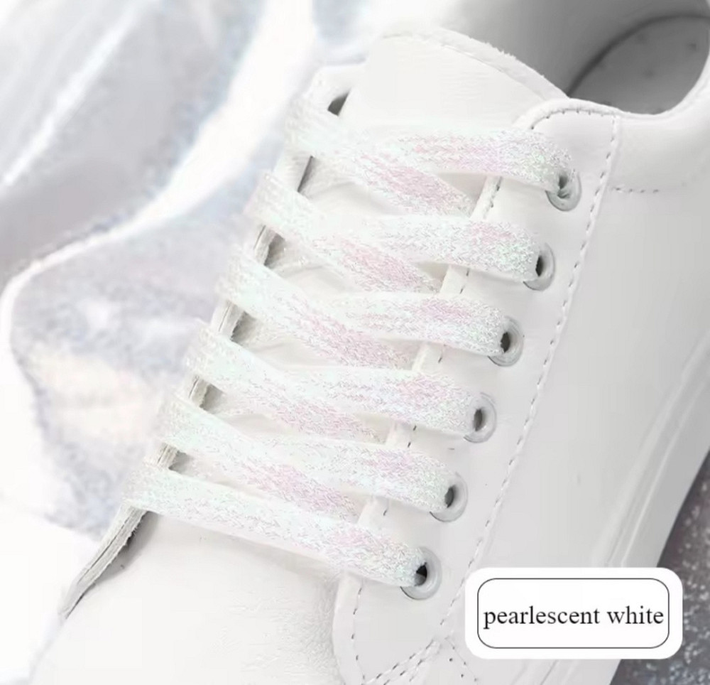 Шнурки блискучі глітерні Білий Смела - изображение 1