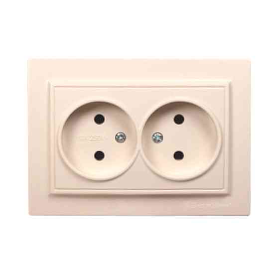 Розетка двойная без заземления 16А, термопластик, Enzo латте Днепр