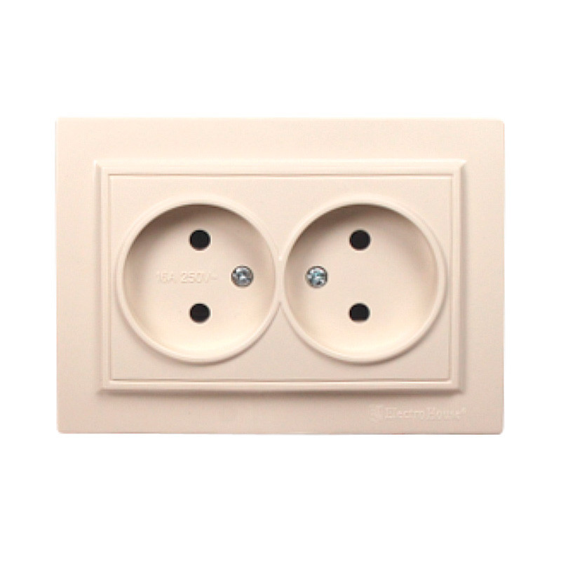 Розетка двойная без заземления 16А, термопластик, Enzo латте Днепр - изображение 1