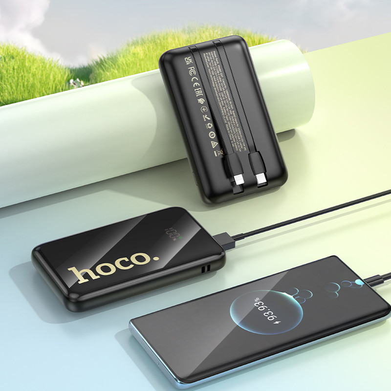 Павербанк 10000 mAh HOCO Q37 Graceful 22.5W+PD20W быстрая зарядка 2 кабеля черный power bank повербанк Одесса - изображение 9