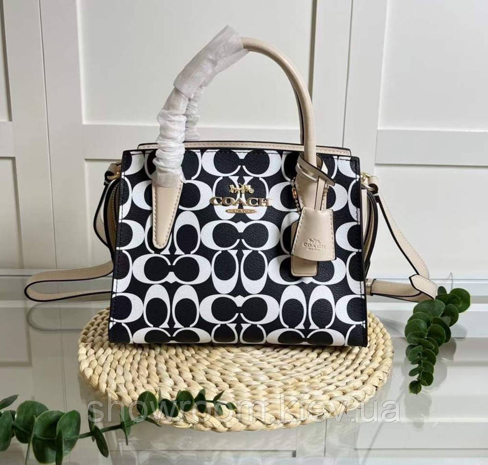 Брендова жіноча сумочка Coach Andrea чорно біла Київ - фото 1