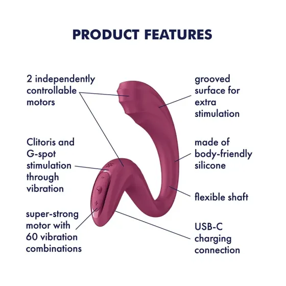Вагінально-кліторальний вібратор Satisfyer G for Goddess 3 Wine Red, 2 мотори Львів