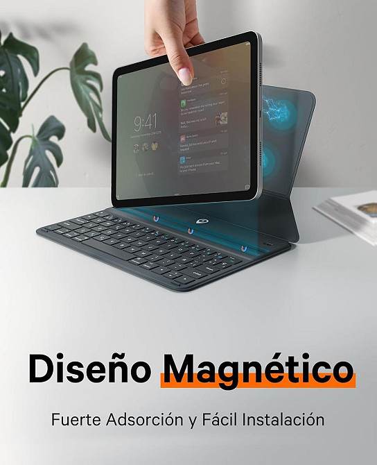 Клавіатура-чохол для iPad Air 2024 11”, Air 5/Air 4 10.9”, iPad Pro 11 4, 3, 2, 1 покоління, магнітна, ультратонка, сіра QWERTY Київ - фото 5