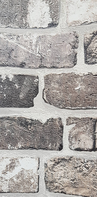 Обои виниловые на флизелине AdaWall Roka 1.06х10 под кирпич структурные серые черные беж серебристые 23104-3 Киев - изображение 3