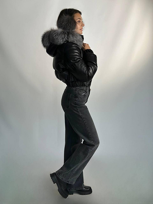 Женский зимний пуховик короткий черный с натуральным мехом Харьков - изображение 10