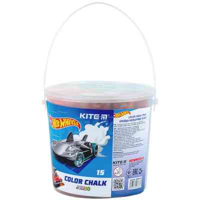 Мел Kite цветные Jumbo Hot Wheels, 15 штук в ведерке (HW24-074) Винница