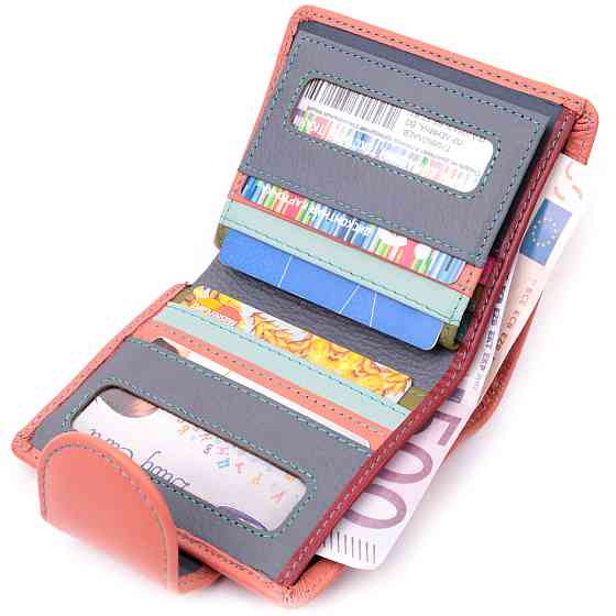 Стильный кожаный кошелек с монетницей снаружи для женщин ST Leather 19458 Оранжевый Киев