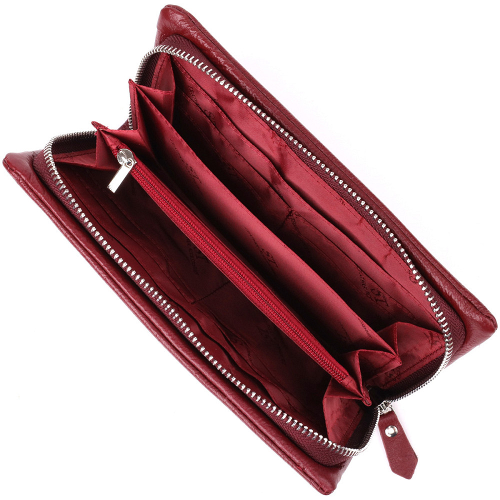 Кожаный женский кошелек-клатч с отделением под телефон Бордовый (ST Leather) Киев - изображение 9