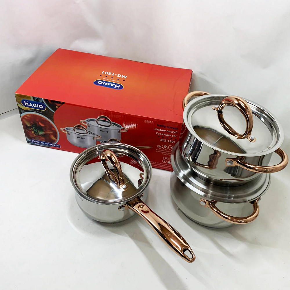 Набір каструль з антипригарним покриттям MAGIO, Набір каструль для електронної плити KY-48 Івано-Франківськ - фото 9
