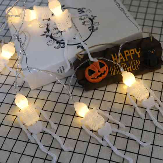 Гирлянда на Хэллоуин Скелет 150 см 10 led 130 на 35 мм белый Киев