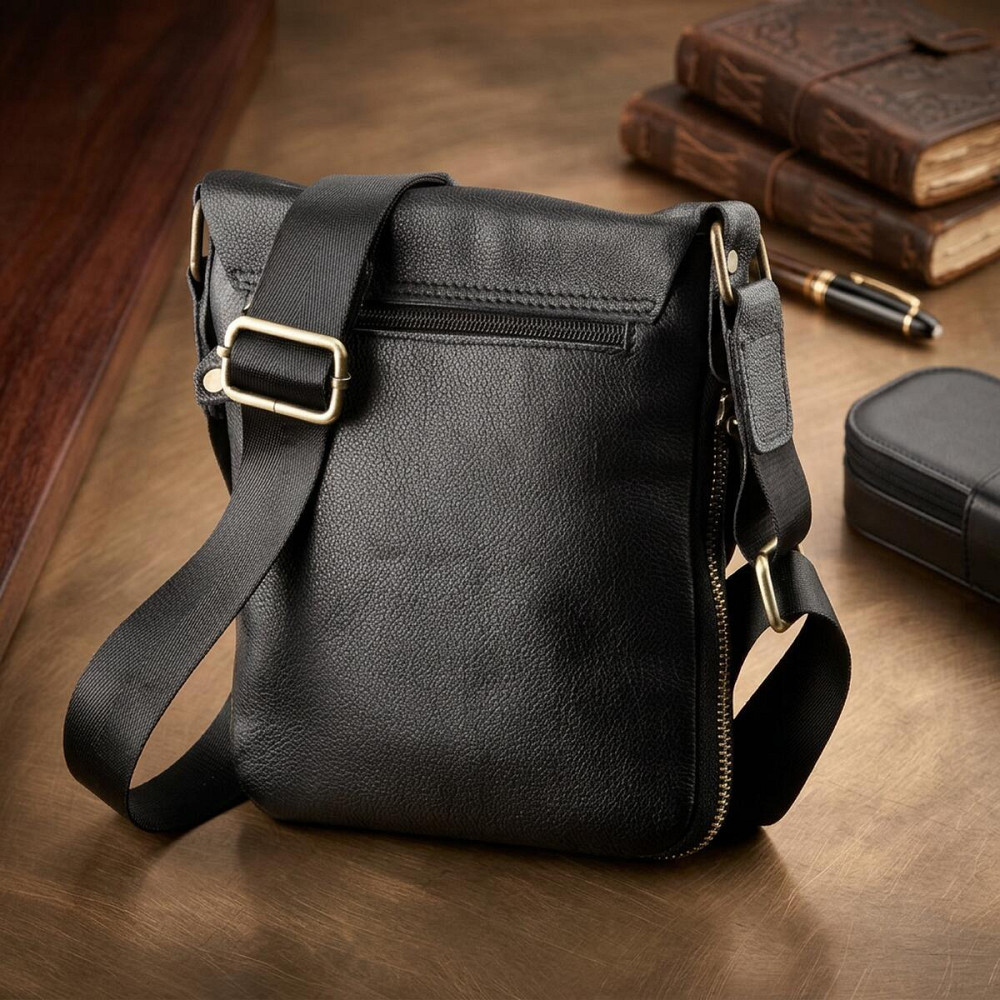 Мужская кожаная сумка мессенджер для документов и города SHVIGEL 19113 Черная Киев - изображение 8