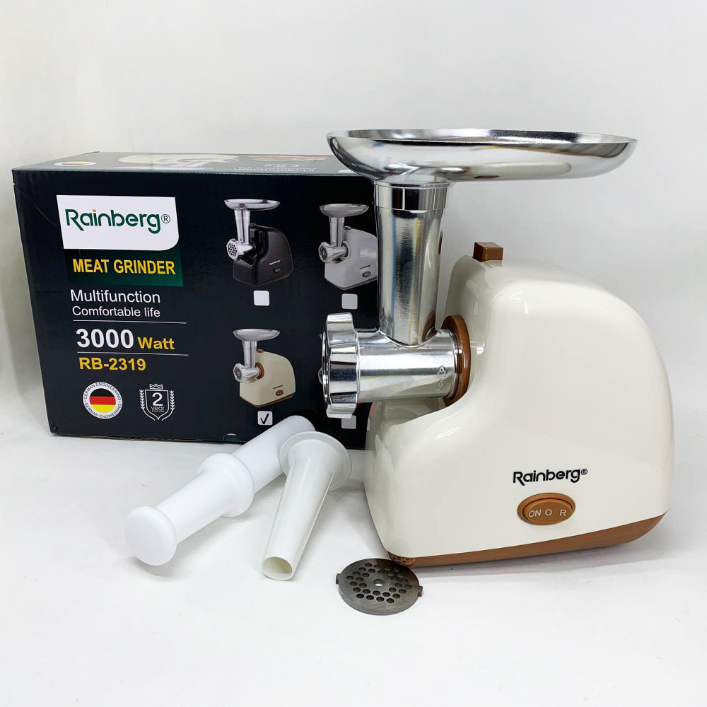 Мясорубка электрическая Rainberg RB-2319 с системой реверса насадка куббе 3000Вт Beige CH-11 Львов - изображение 20