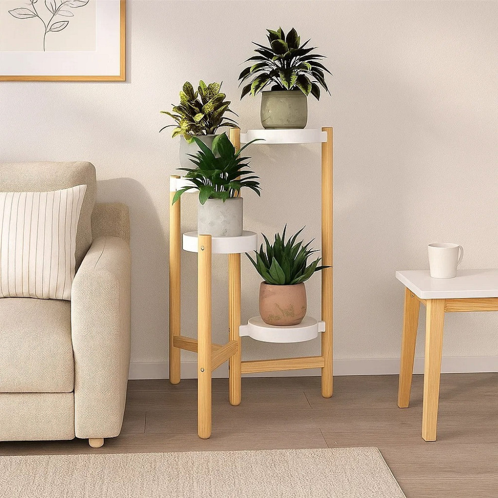 Стеллаж для цветов и растений стойка для горшков растений,цветов на 4 полки цвет под дерево Каменец-Подольский - изображение 5