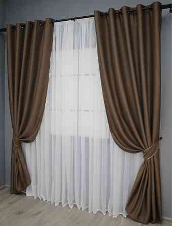 Комплект штор на люверсах VR-Textil Bagema Rvs № 1238ш Шоколадний 150х250 см 2 шт (37-0024) Київ