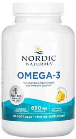 Омега 3 Nordic Naturals Omega-3, 690 мг, 180 капсул, зі смаком лимона Київ