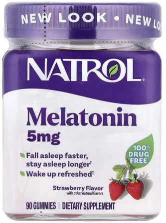 Мелатонін жувальний 5 мг Natrol Melatonin 90 цукерок зі смаком полуниці Київ