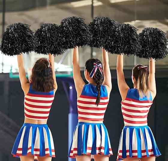 Помпони для чорлідингу чорний 2 шт. Київ