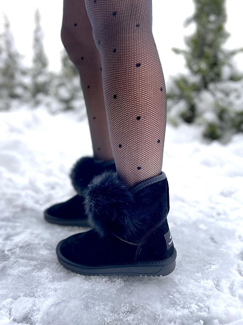 Угги жіночі OUQIDAGENI чорні замша натуральна висота 16 см (A1801-1) Коломия - фото 4