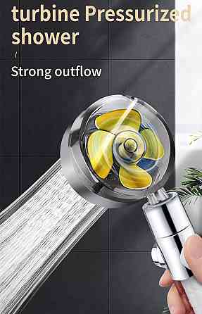 Насадка для душа с пропеллером и фильтром, держатель, шланг (1,5м). Воронка для душа поворотная. Водосберегающая воронка Киев