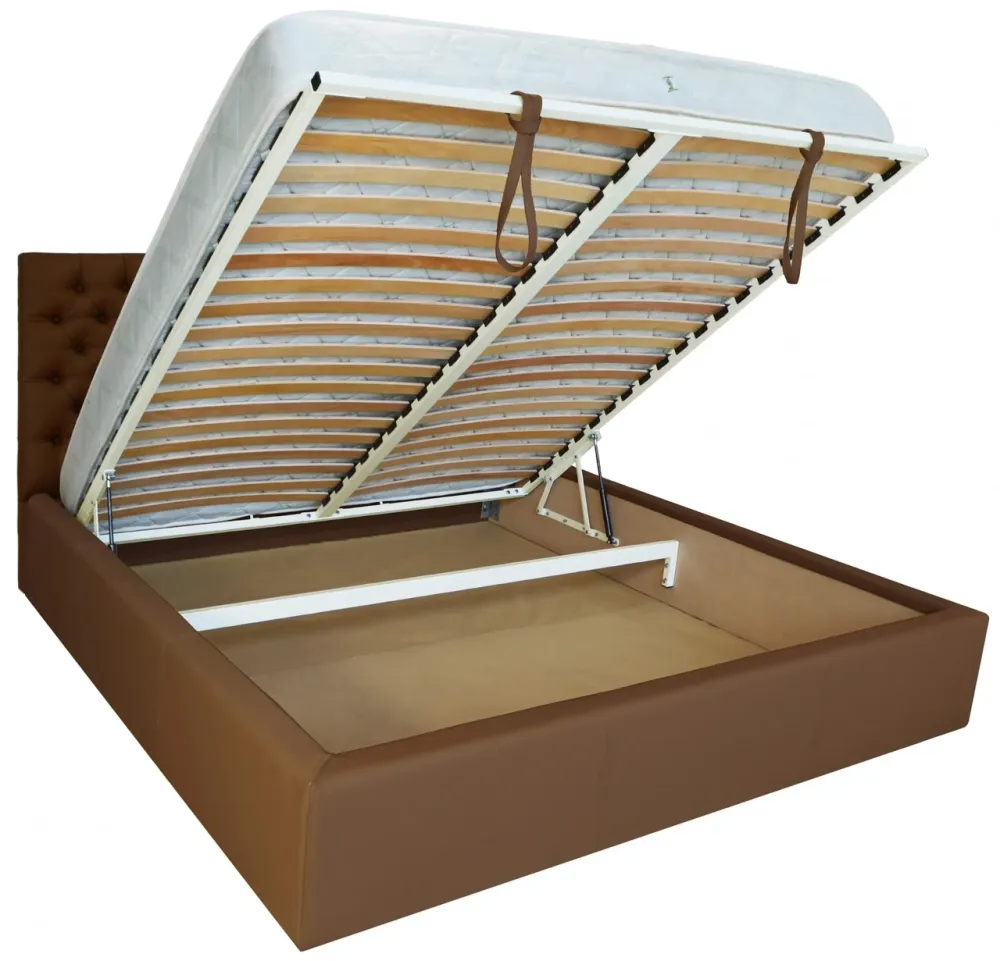 Ліжко Двоспальне Cambridge VIP 180 х 200 см Fly 2213 A1 З додатковою металевою цільнозварною рамою Світло-коричневий Київ - фото 4